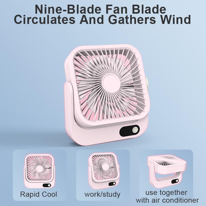 Thumbnail 6 de GIIKNEW 2082A Magnetic Portable Fan, 5 Speeds, 5000mAh, Pink