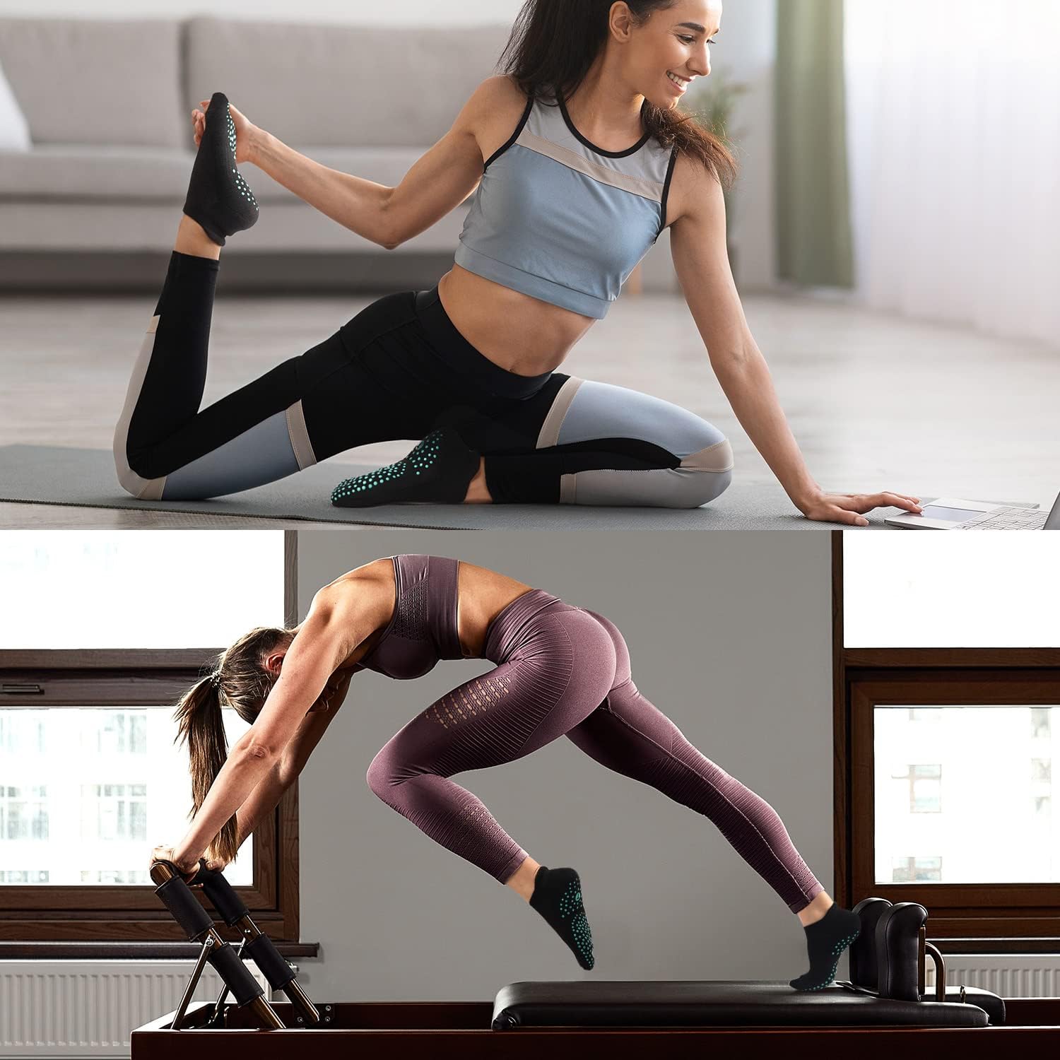 Thumbnail 5 de 4 Pairs Grip Yoga Socks Non-Slip Pilates Socks