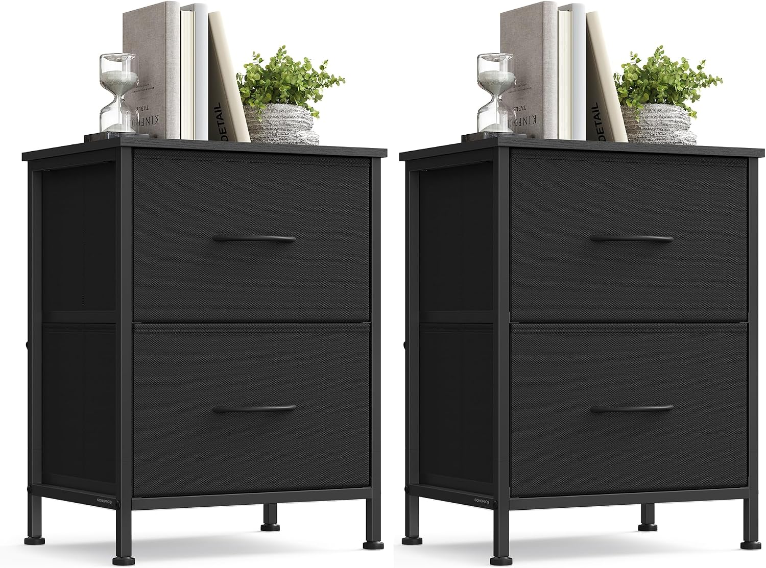 Detalle de SONGMICS BELLAH ULGS112BH02S Nightstands, 2 Drawers, Set of 2, Black