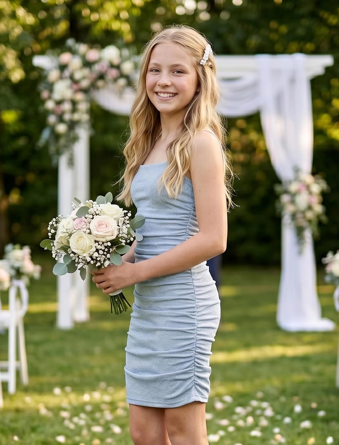 Detalle 2 de IBTOM CASTLE Teen Formal Dress with Adjustable Straps