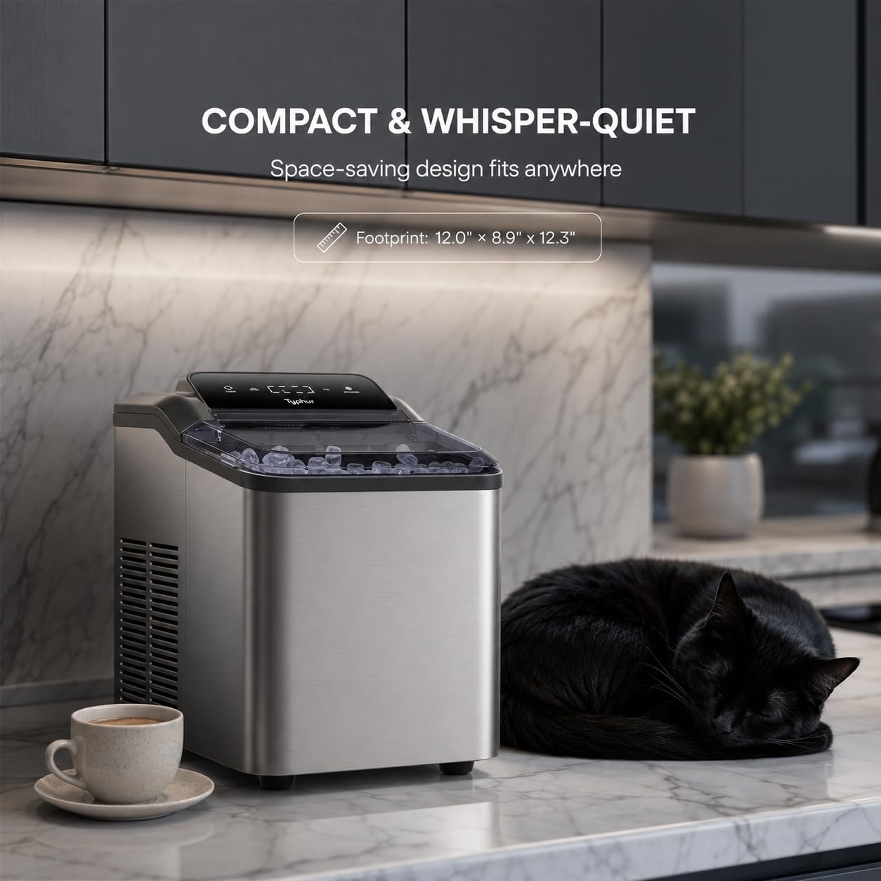 Detalle de Typhur CM03 Nugget Ice Maker, 35 lb Daily Output, Self-Cleaning Pump