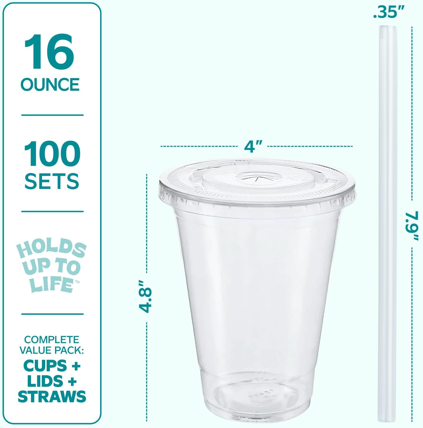 Detalle 2 de GUSTO 16 oz Clear Plastic Cups 100 Sets 🥤