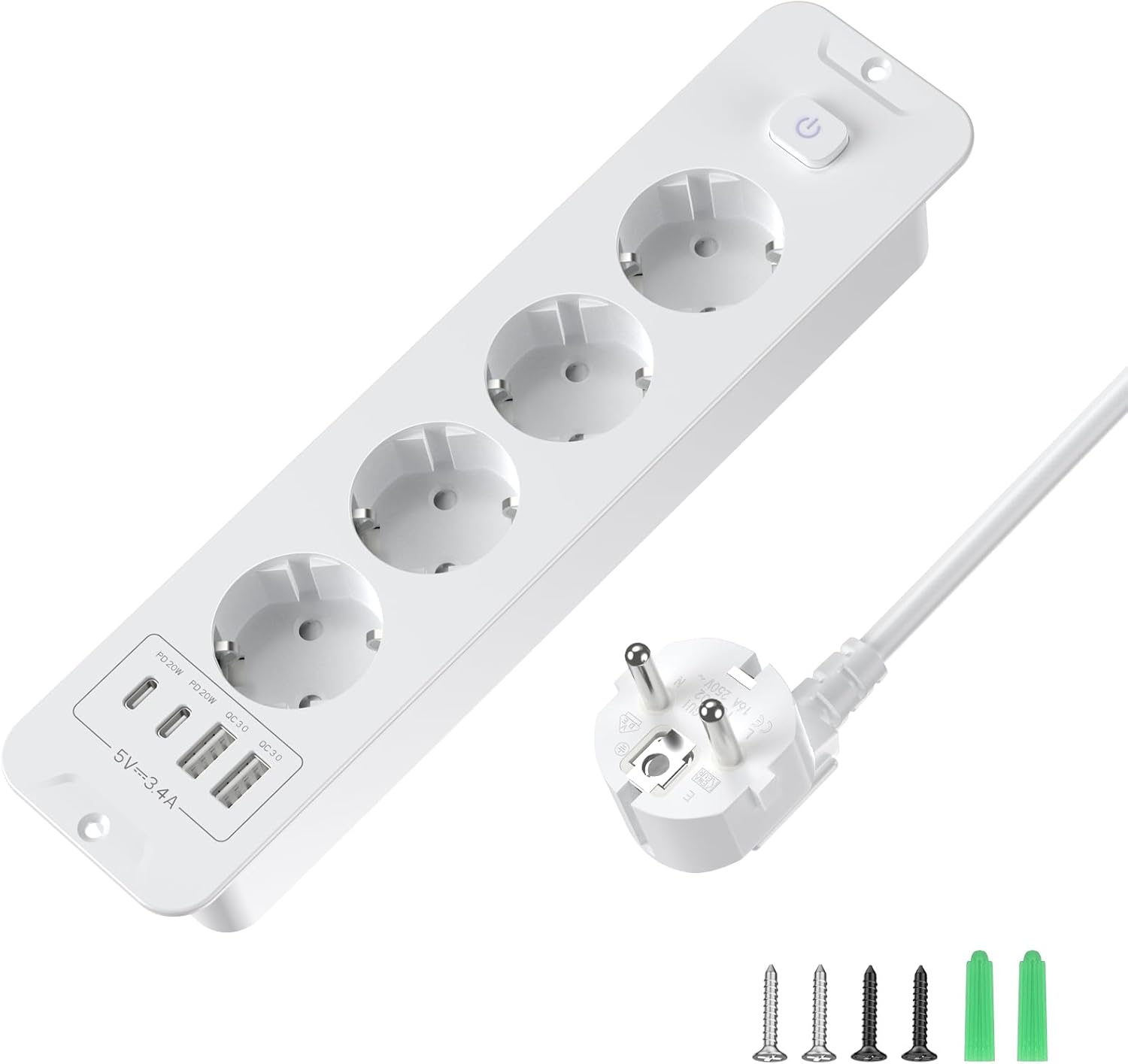 Detalle de KEAGAR Versenkbare Steckdose 2 m Kabel 🔌