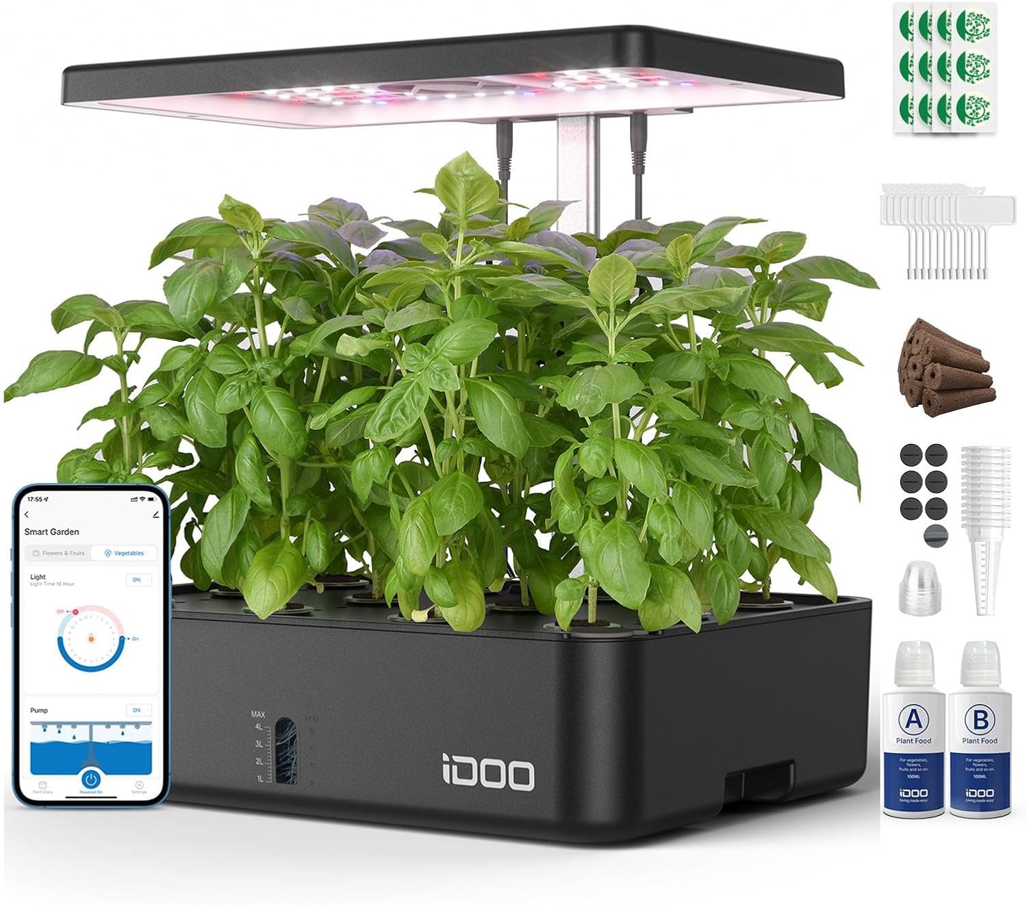 Detalle de iDOO ID-IG301S 12-Pod WiFi Hydroponic Indoor Growing System with LED