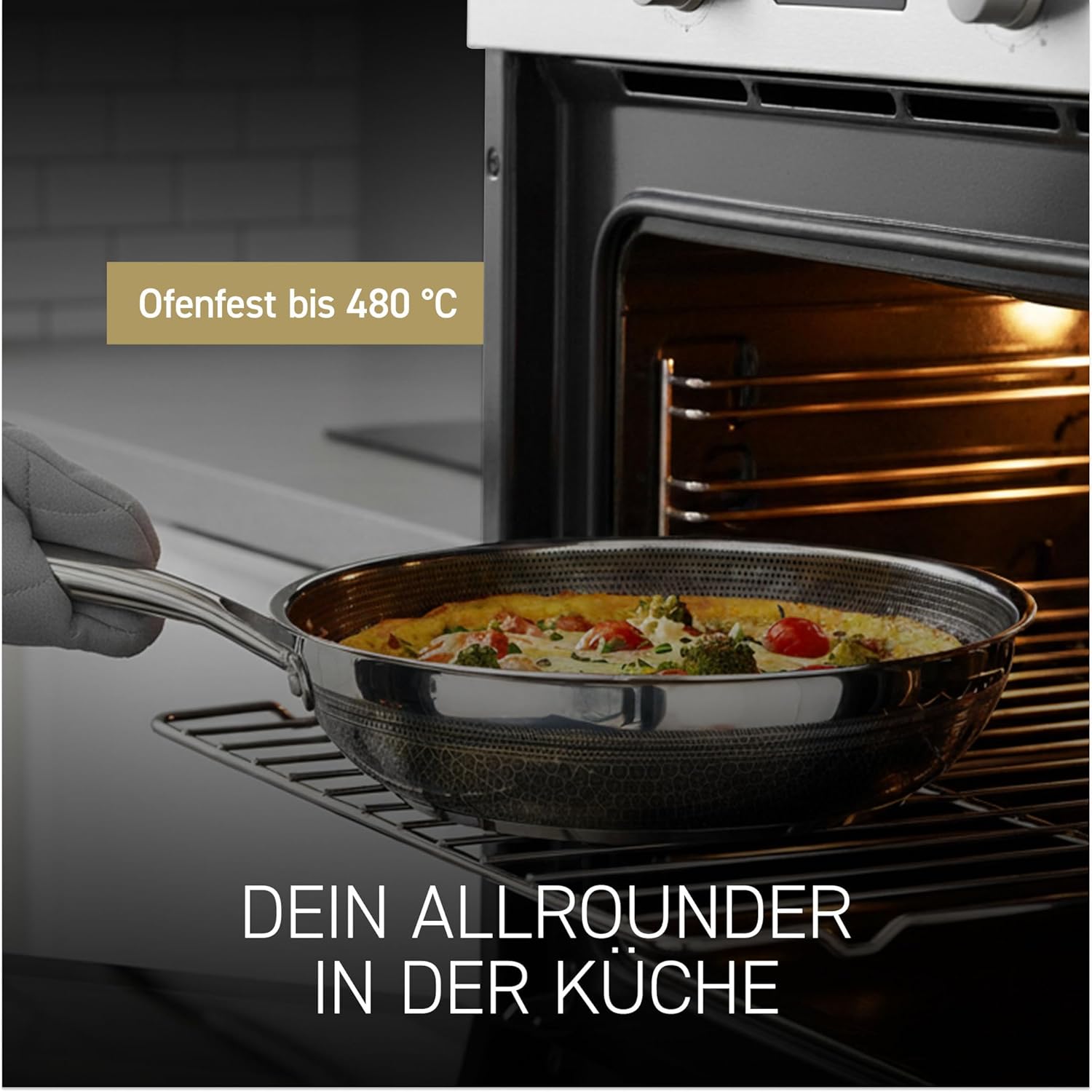 Detalle de HexClad Hybrid-Wok Ø 30 cm – Antihaftbeschichtete Wokpfanne mit Stay-Cool-Griff