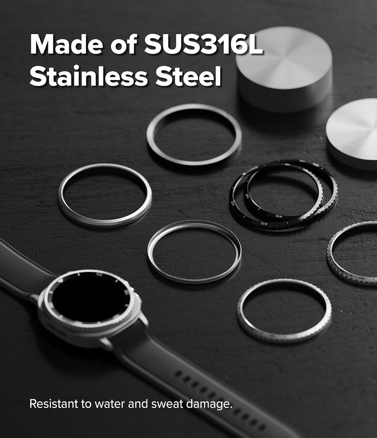 Detalle de Ringke Bezel Styling for Samsung Galaxy Watch 8 Classic 46mm – Black Stainless Steel Bezel Cover (46-02 (ST))
