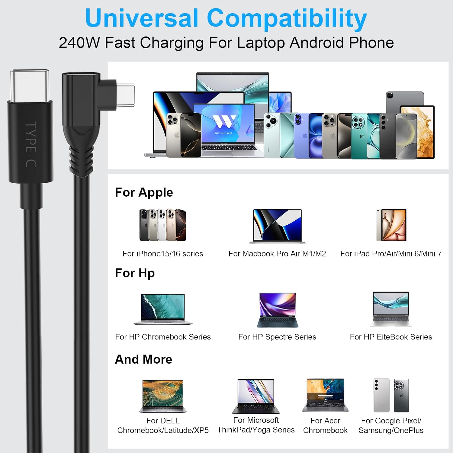 Thumbnail 5 de 240W USB C to USB C Charger Cable 3m