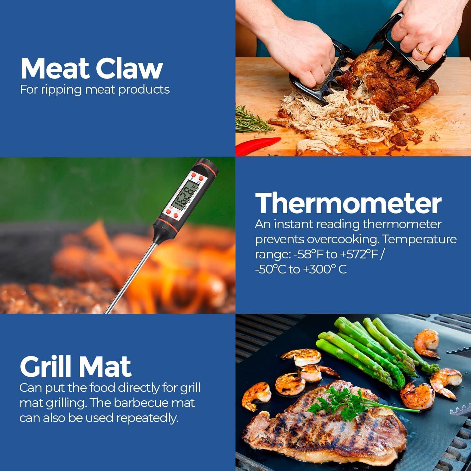 Detalle de Edihome Set Barbecue 25 pezzi con custodia in tessuto – accessori in acciaio inox