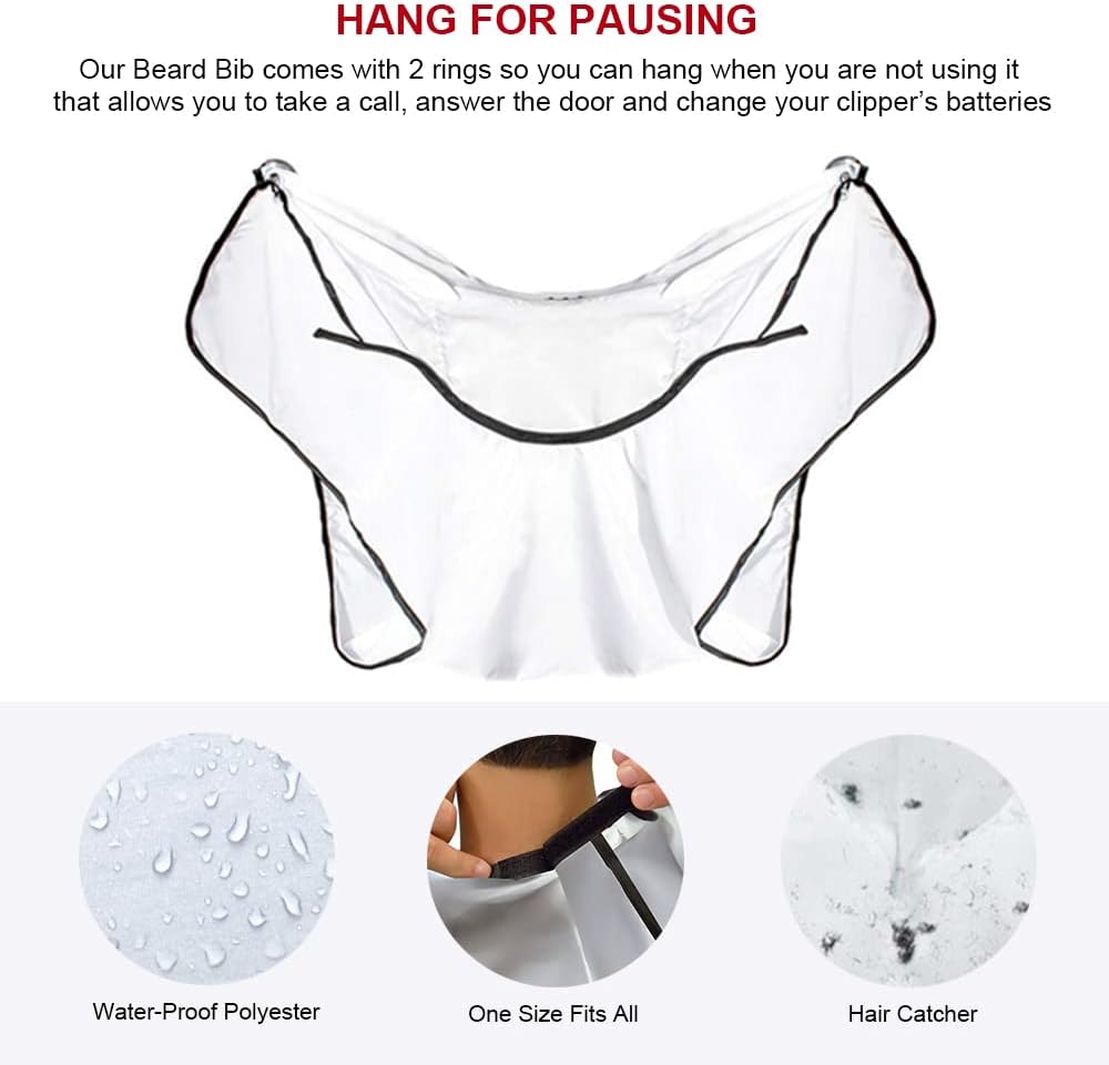 Detalle 2 de Mobi Lock Beard Shaving Catcher Bib for mess-free beard trimming