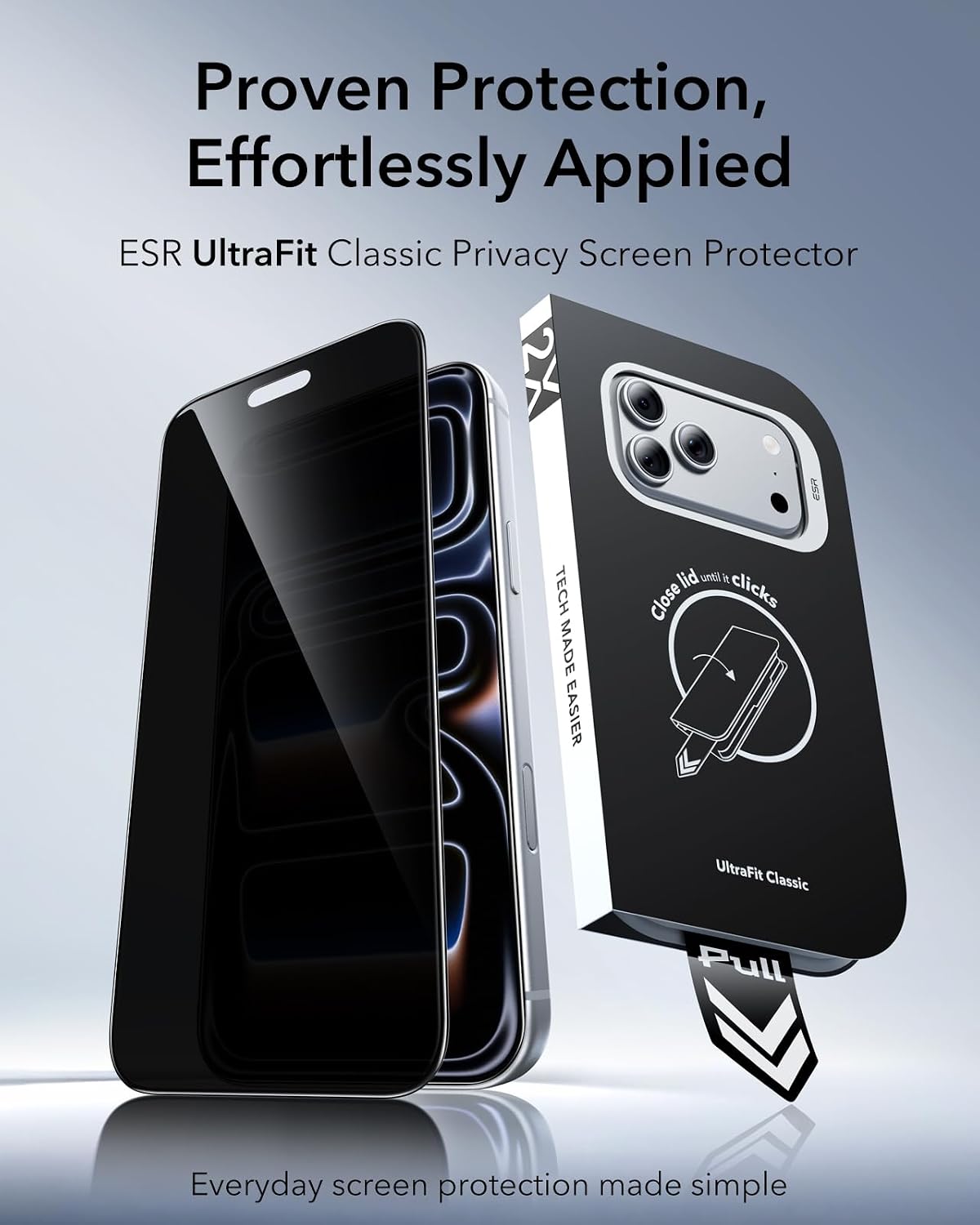 Detalle 2 de ESR 3 Pack Privacy Screen for iPhone 17 Pro Max