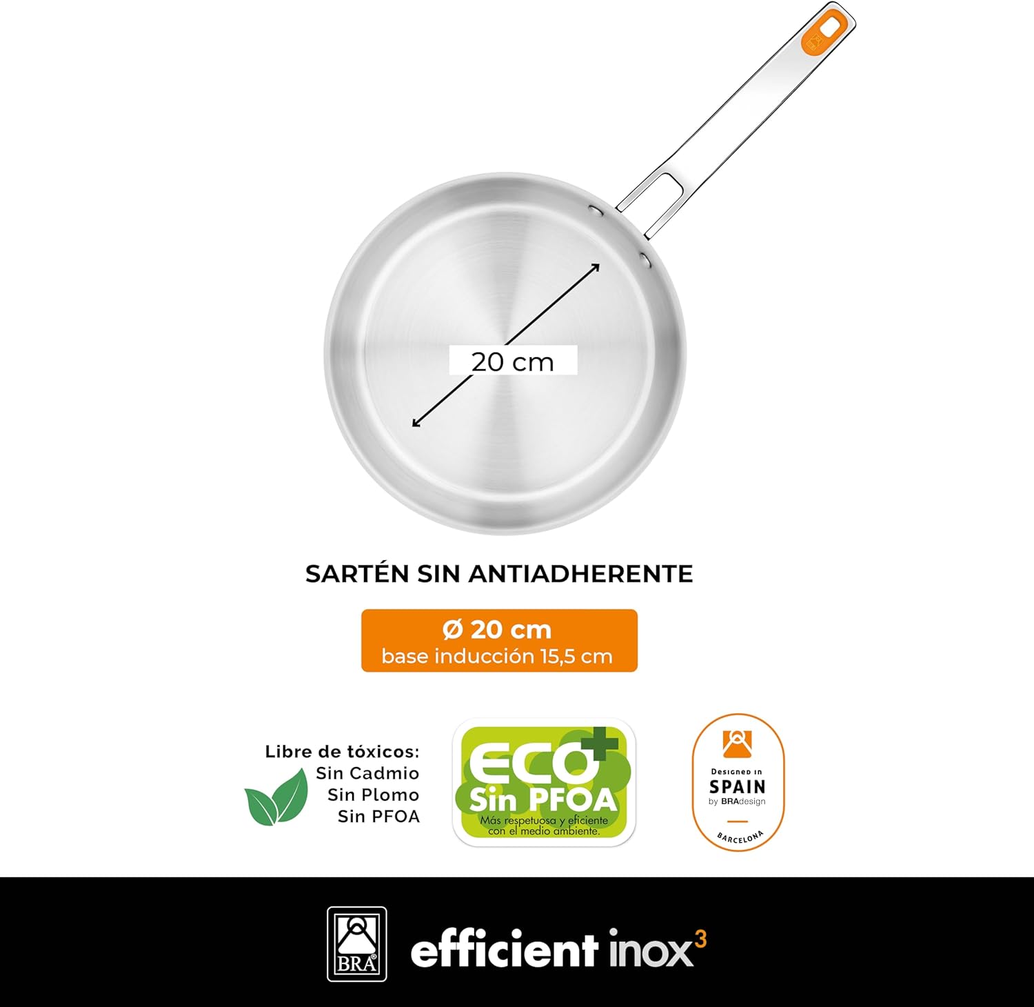Thumbnail 1 de BRA Efficient Inox 20 cm sartén inducción