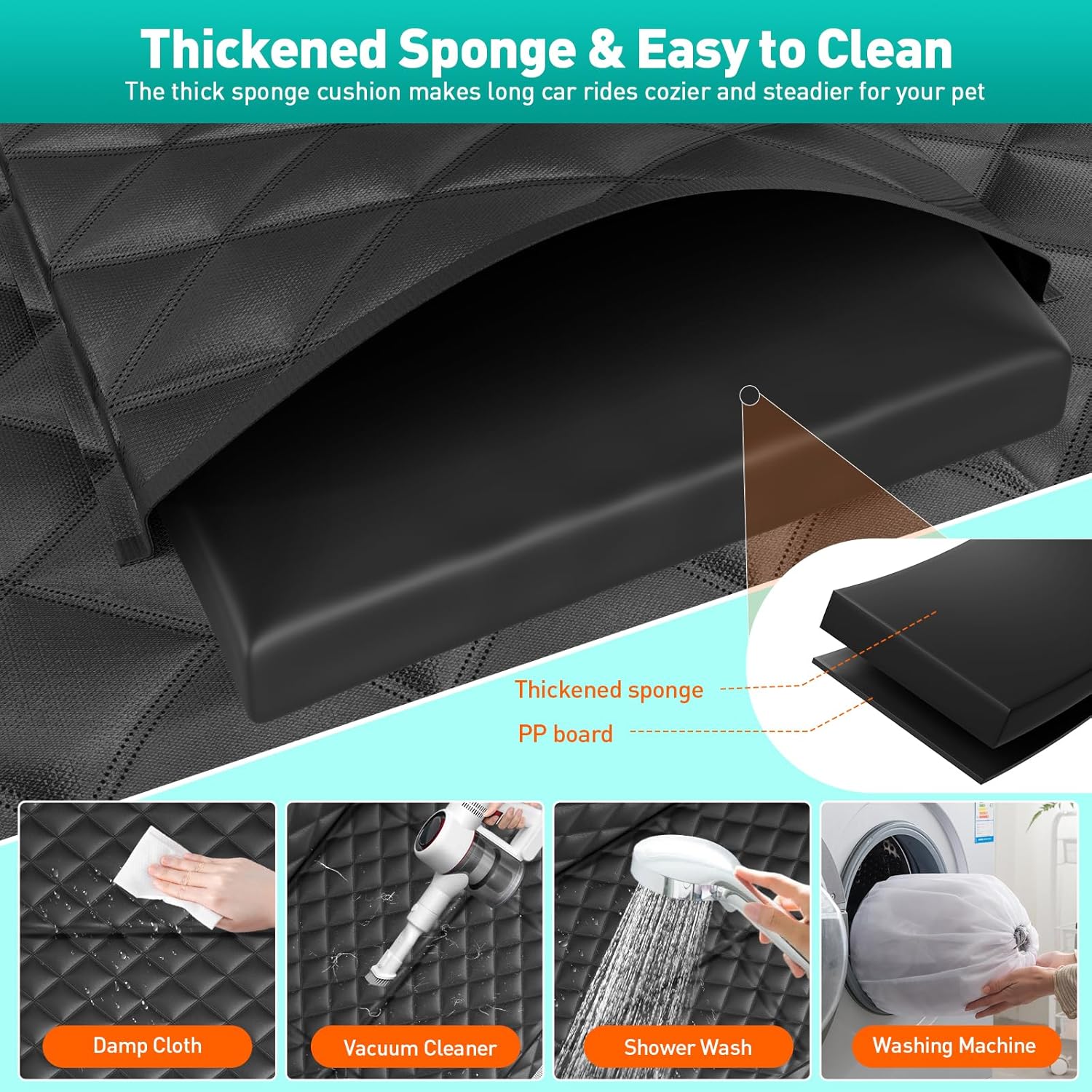 Thumbnail 4 de HikeSeptPals Hundedecke Auto Rückbank (2025) – harte Unterseite, wasserdicht, rutschfest & einklappbar