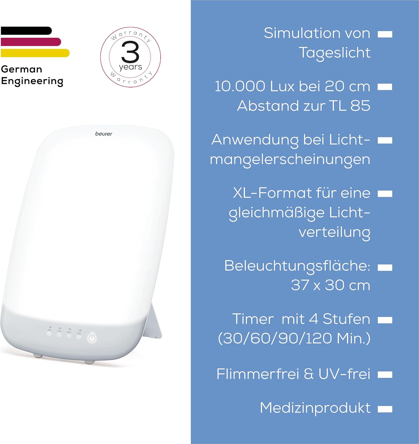 Thumbnail 5 de Beurer TL 85 Tageslichtlampe (14.000 Lux) – Medizinprodukt mit Timer