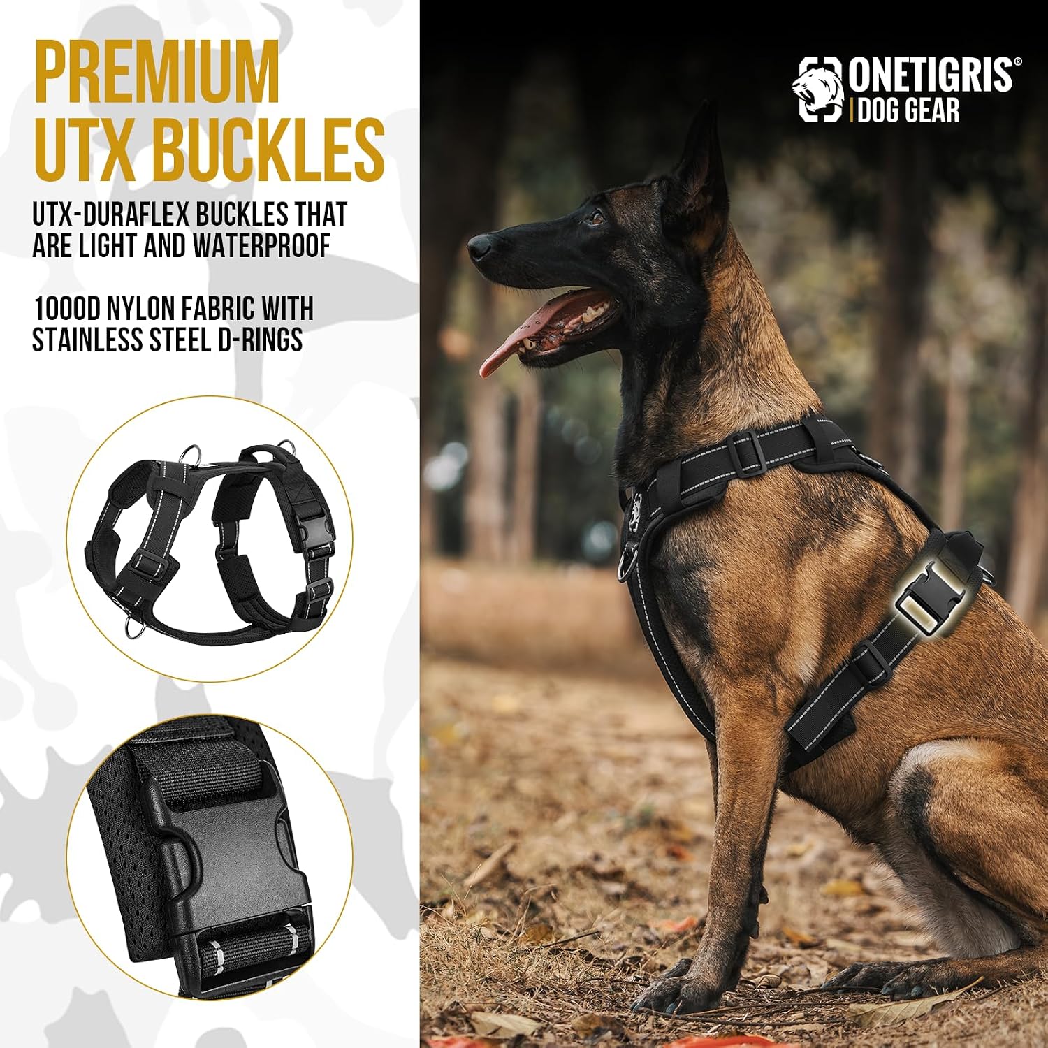 Thumbnail 6 de Onetigris Diesel No-Pull Dog Harness (Large, XL) with Soft Padded Chest and Reflective Trim