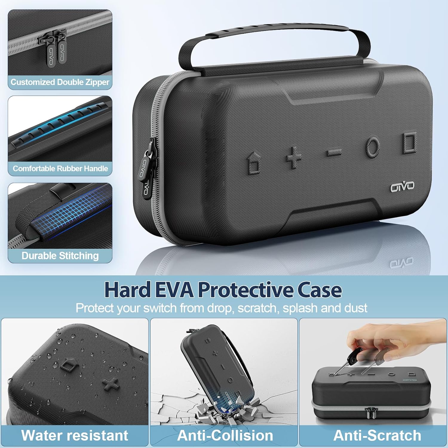 Thumbnail 3 de OIVO Étui Rigide pour Nintendo Switch & Switch OLED – transport et protection avec 20 emplacements
