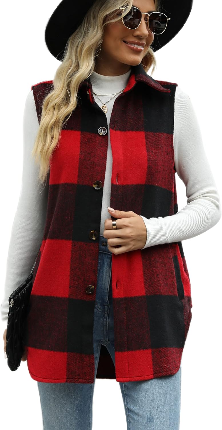 Detalle de Tanming Women's Plaid Vest in Brushed Flannel