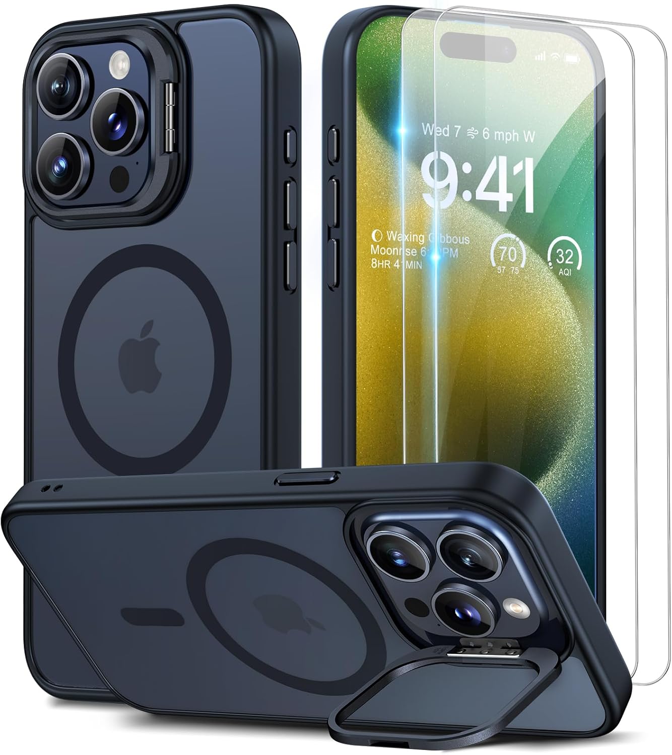 Detalle de Beeasy Cover per iPhone 15 Pro Max MagSafe con Cavalletto e Pellicole in Vetro Temperato