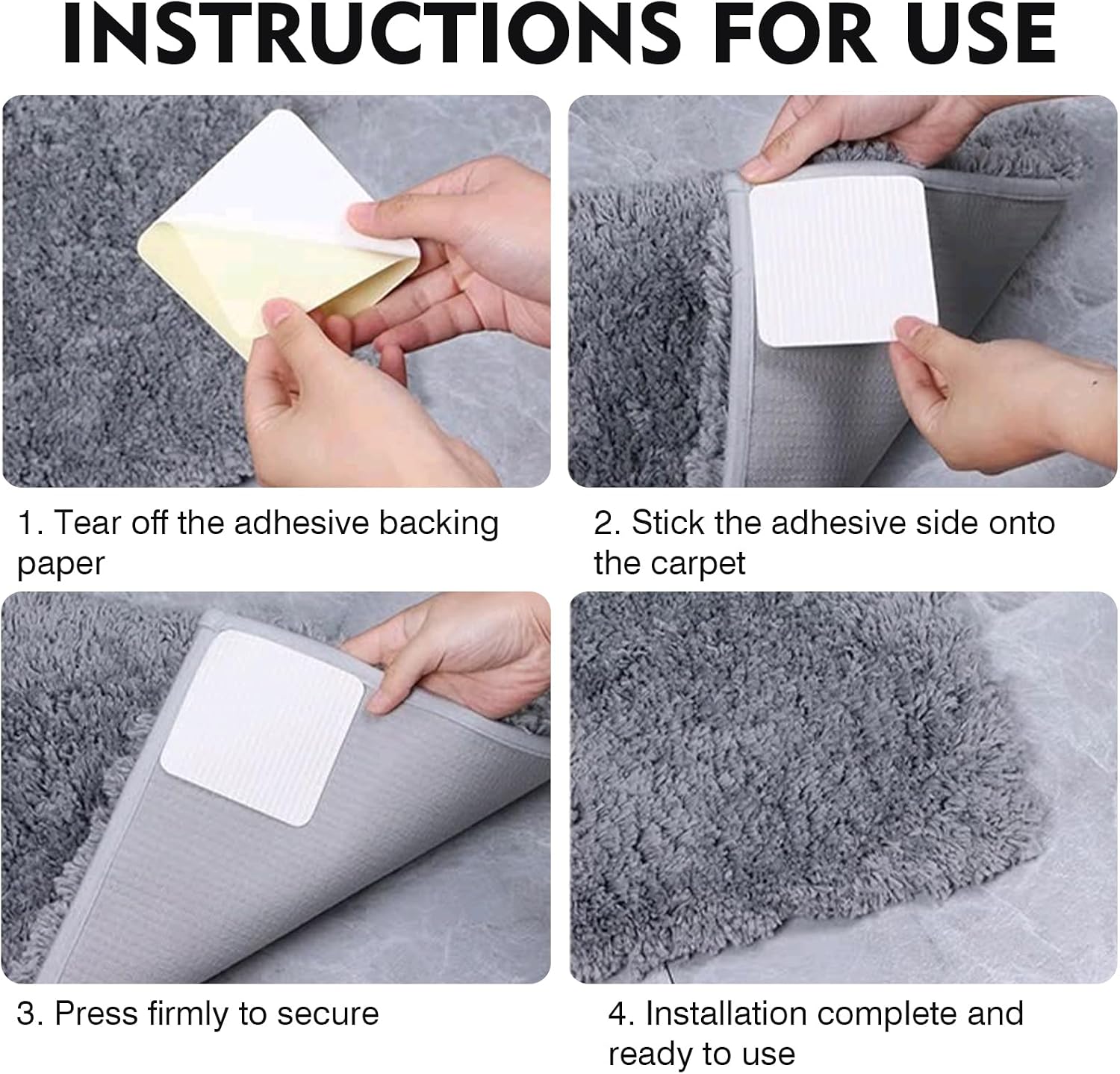 Thumbnail 6 de 6 Pcs Non Slip Rug Grippers for Laminate Floors – Vacuum Tech, 100×100 mm