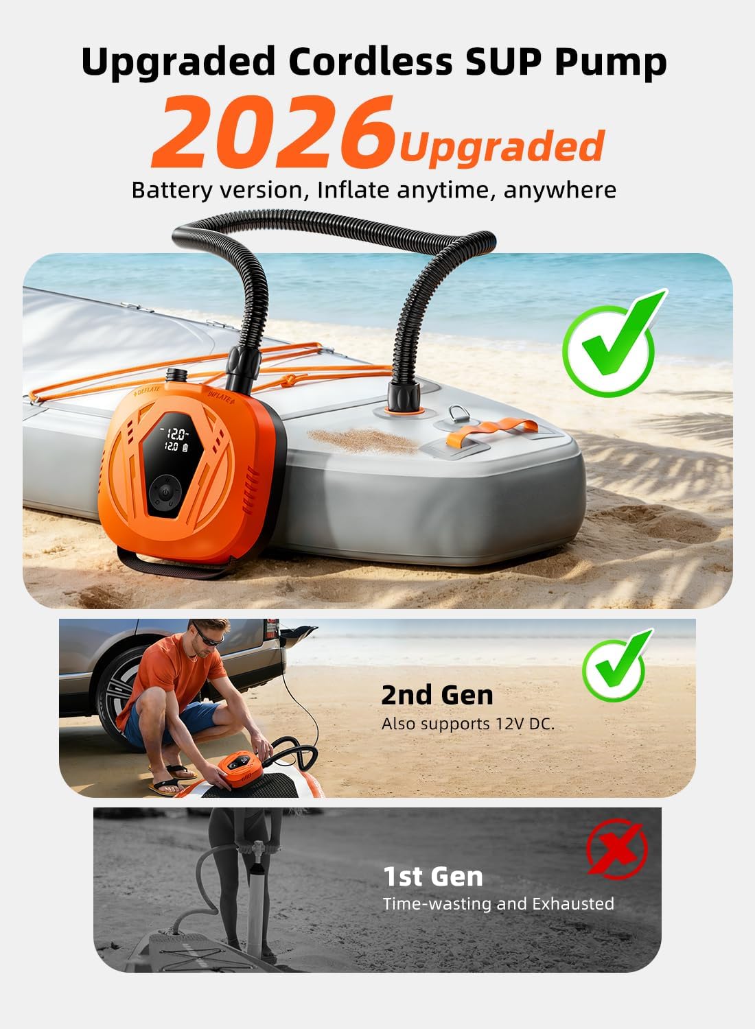 Thumbnail 6 de 50PSI Paddle Board Electric Pump: Portable, Rechargeable, and Ready for Boards, Tires, and More