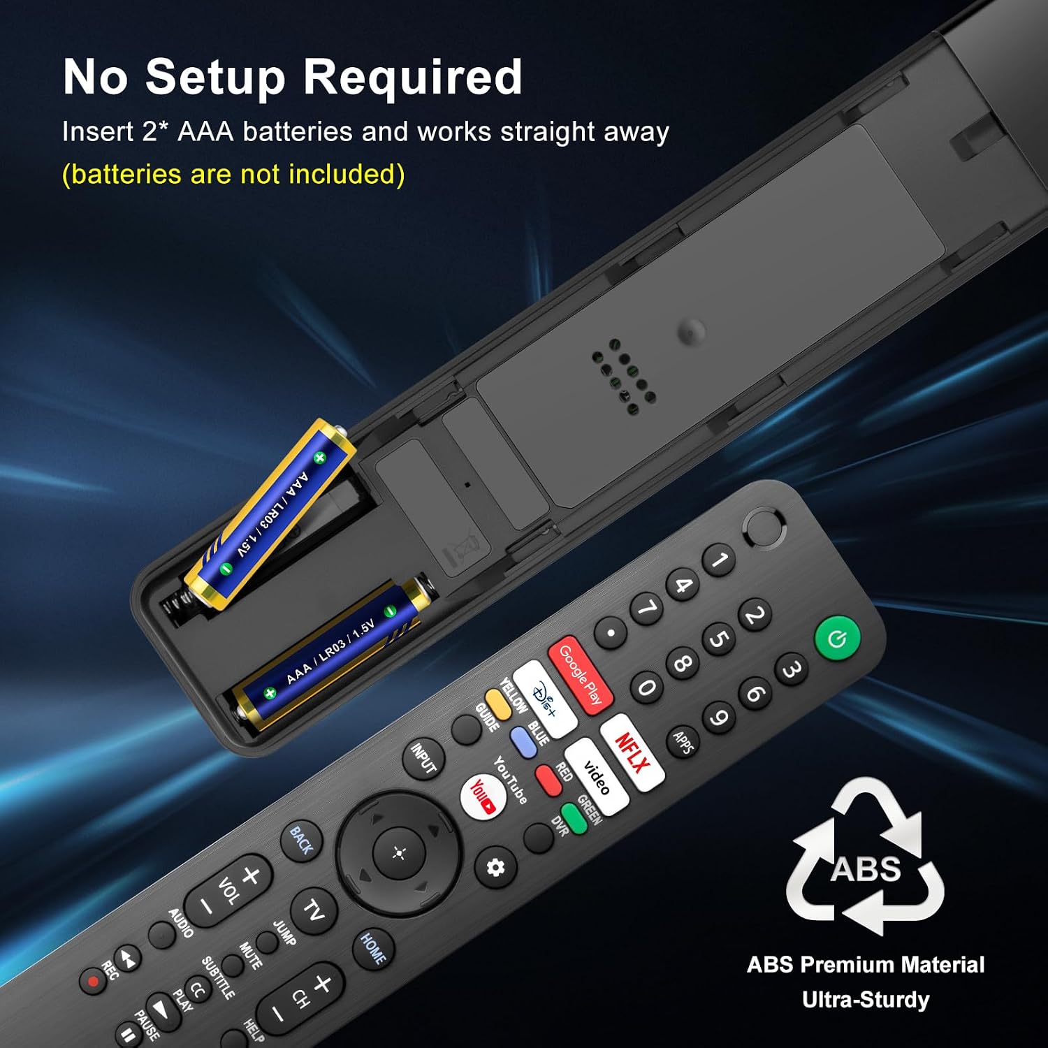 Detalle 2 de Universal Remote Control for Sony Bravia XR Full Array TV – 5 Shortcut Buttons, No Setup Required