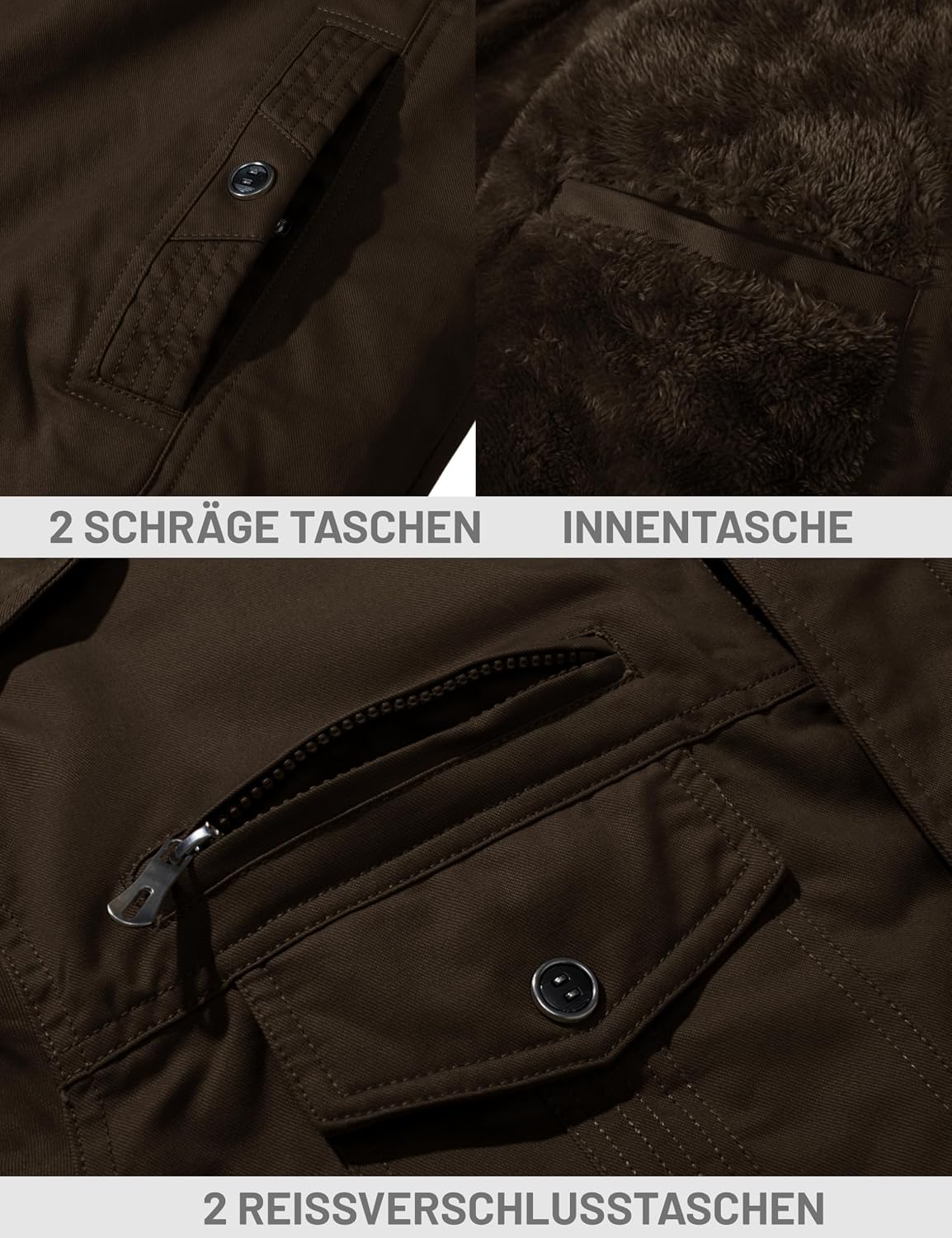 Detalle 2 de TACVASEN Herren Fleecejacke 7 Taschen