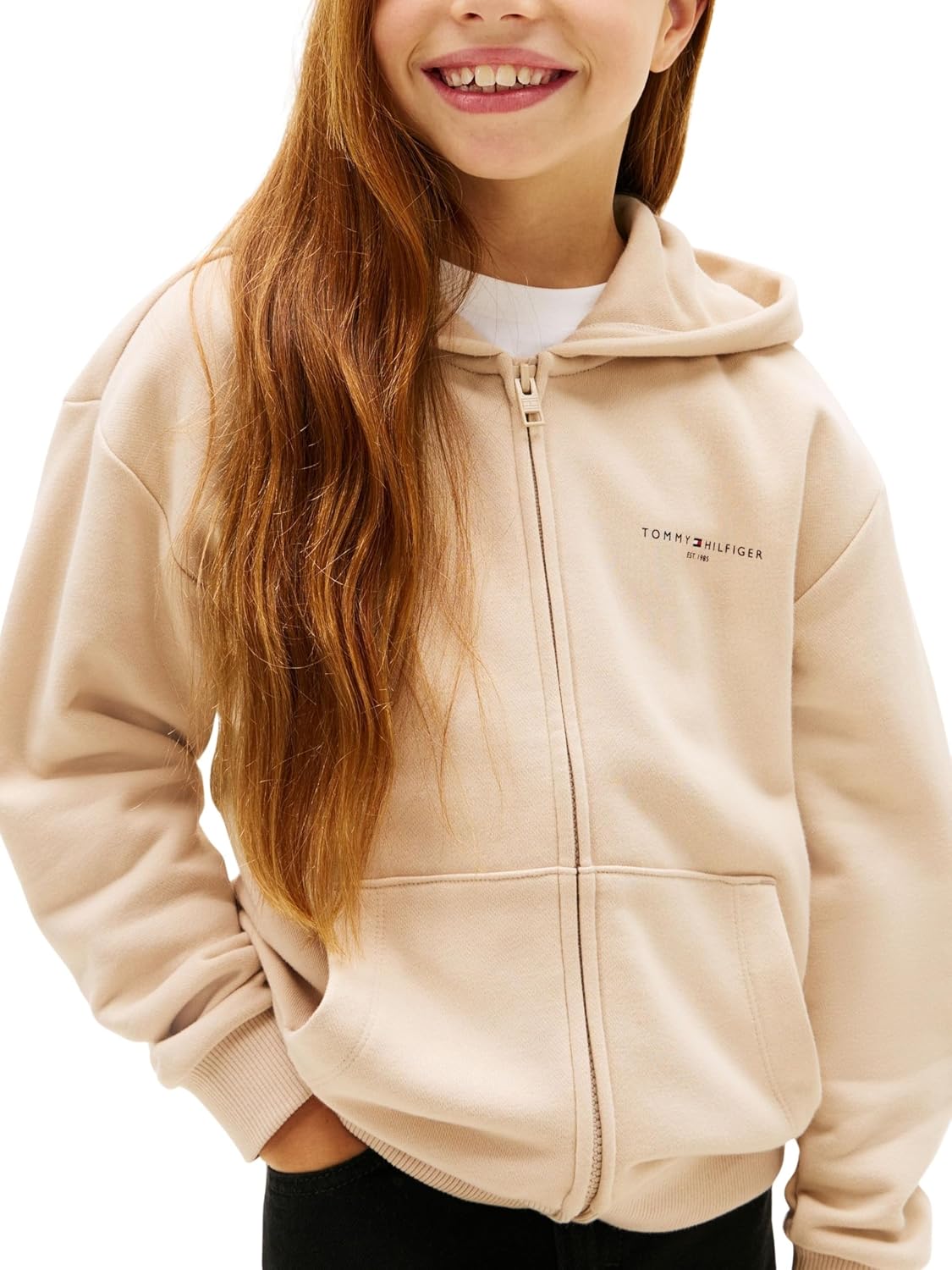 Detalle de Tommy Hilfiger Mini Corp Zip Through Hoodie Ks0ks00726 – Felpa con cappuccio unisex per bambini e ragazzi
