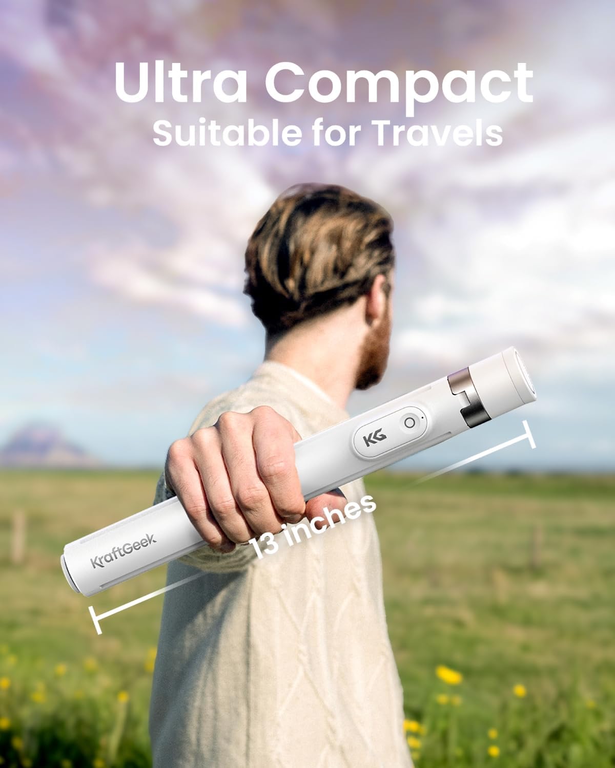 Detalle de KraftGeek Automatic Phone Tripod for Smartphone — 66" Portable Selfie Stick Tripod