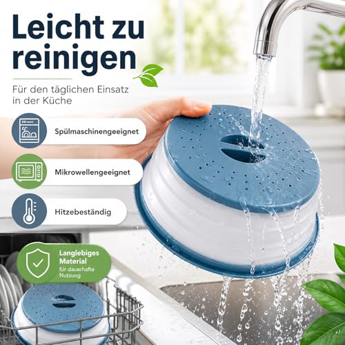 Thumbnail 5 de Katleay 2-Stück: Faltbare Mikrowellenabdeckung mit Haken (Grau/Blau)