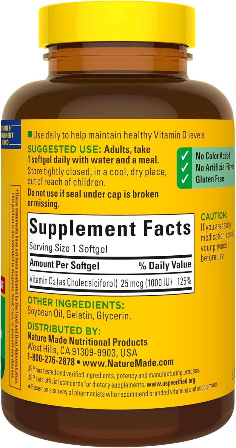 Thumbnail 6 de Nature Made Vitamin D3 1000 IU Softgels — 300-Count (25 mcg) for Immune, Bone, Teeth & Muscle Support