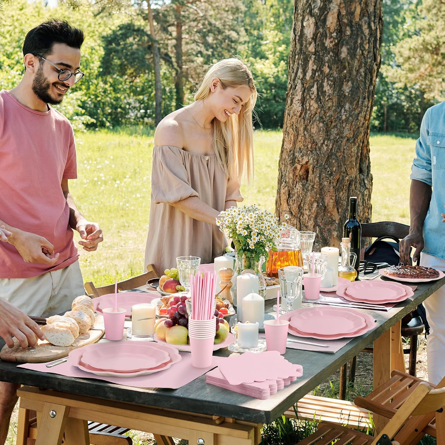 Thumbnail 6 de Vivantia 150-Piece Pink Party Tableware Set for 30 Guests