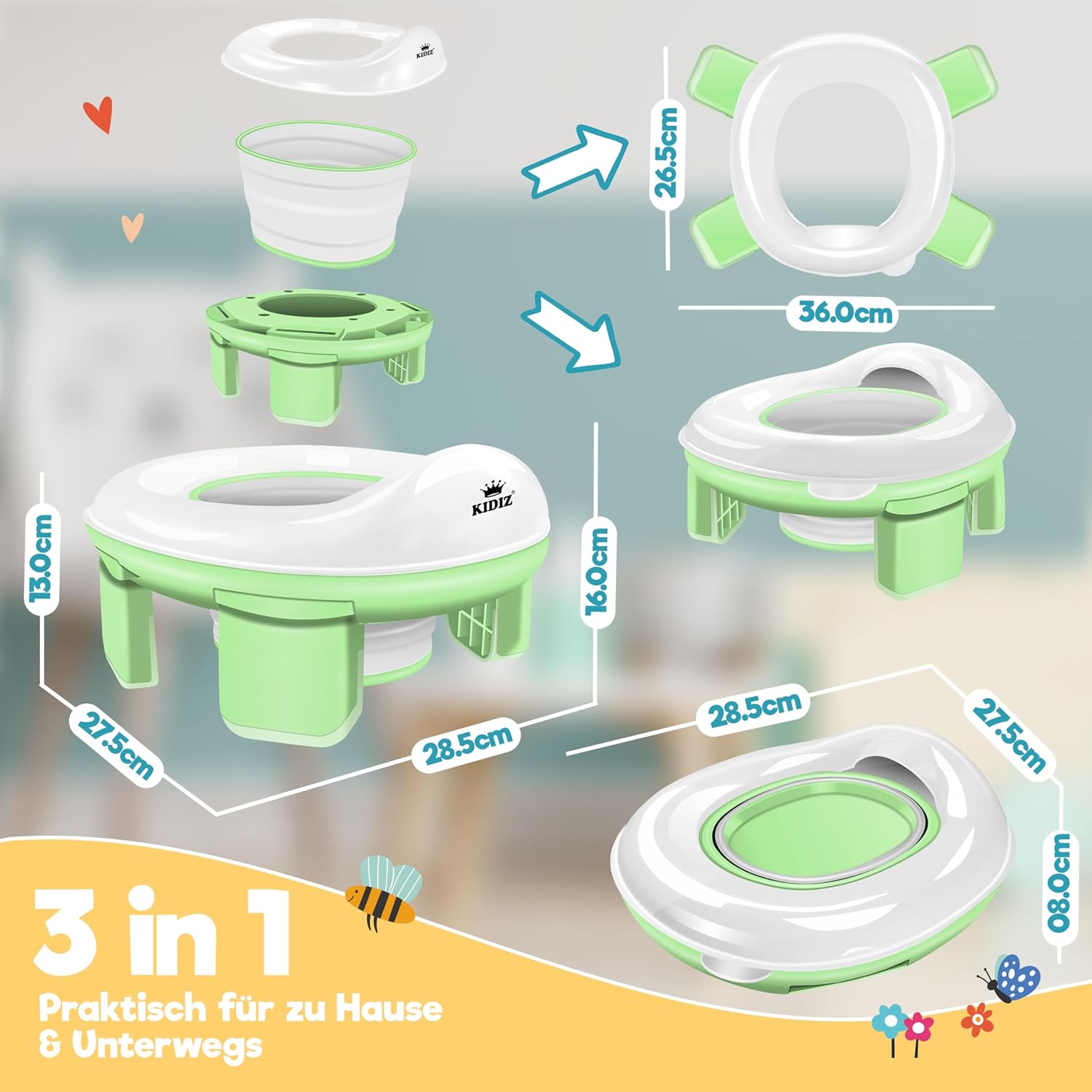 Detalle 2 de KIDIZ Toilettensitz Kinder 3‑in‑1 Töpfchentrainer