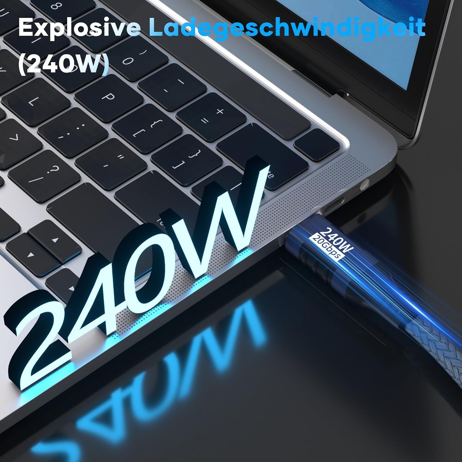 Detalle de USB-C auf USB-C Kabel 1,5 m – 240 W PD 3.1, 20 Gbit/s, 5K/4K Videoübertragung
