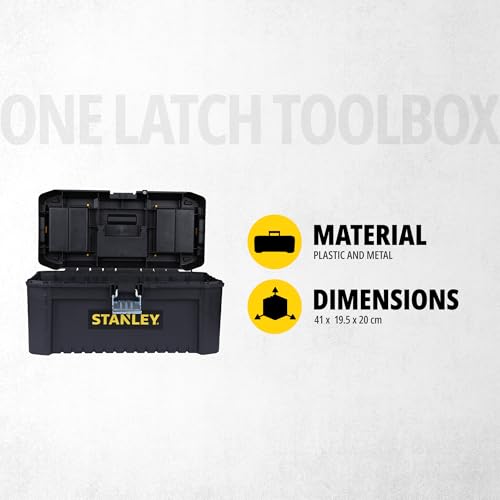 Detalle de STANLEY 16 Zoll Essential Leichtgewicht-Werkzeugkiste STST1-75518 – kompakt, robust und organisiert