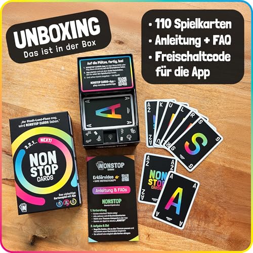 Thumbnail 11 de Nonstop Cards – Lustiges Kartenspiel mit App: Stadt-Land-Fluss für 2–8 Spieler