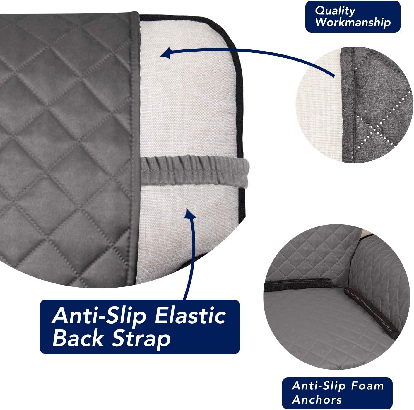 Detalle de PureFit Reversible Quilted Sofa Cover, Gray