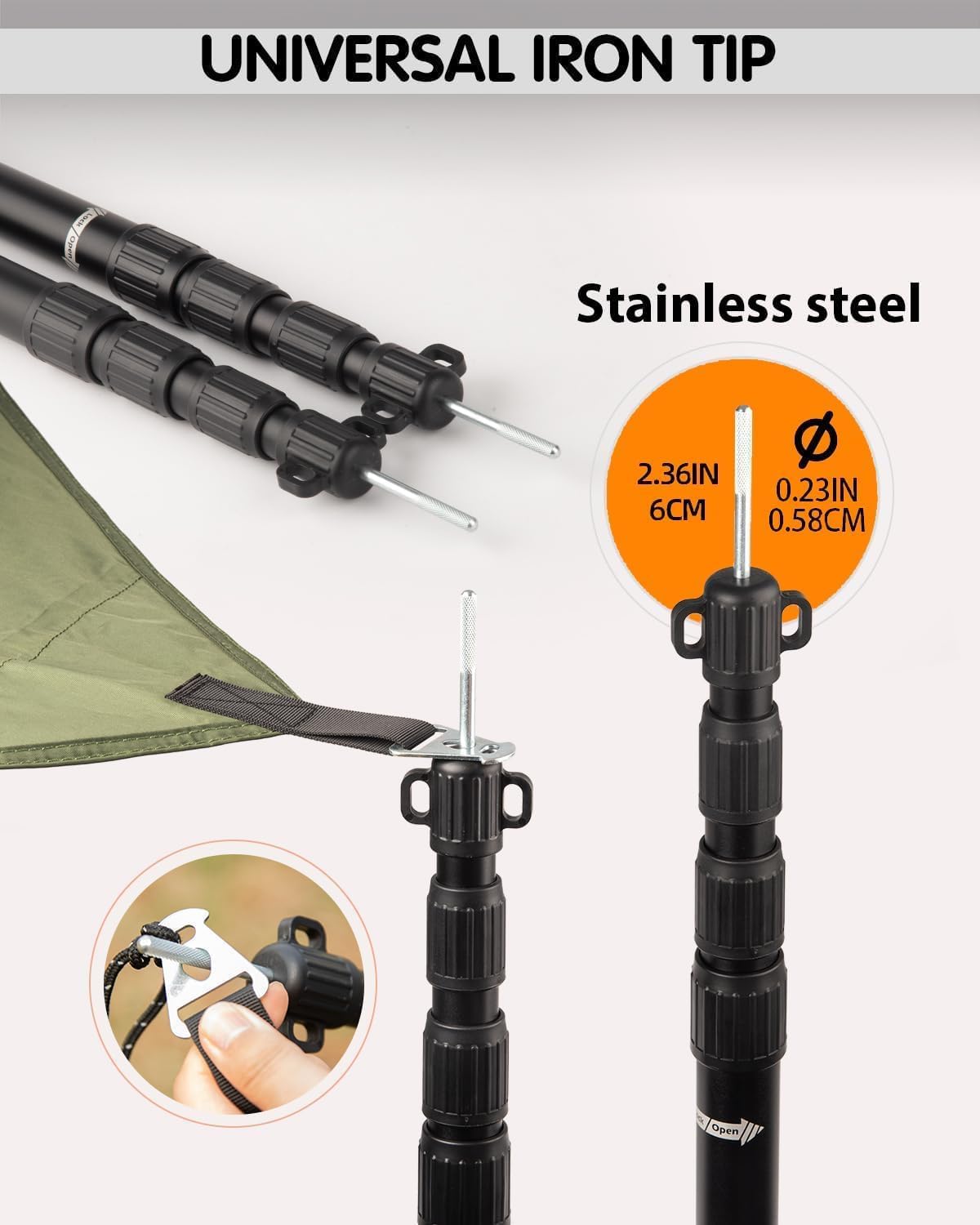 Thumbnail 4 de AVOFOREST telescoping tarp poles set (88–265cm) with lightning protection cap