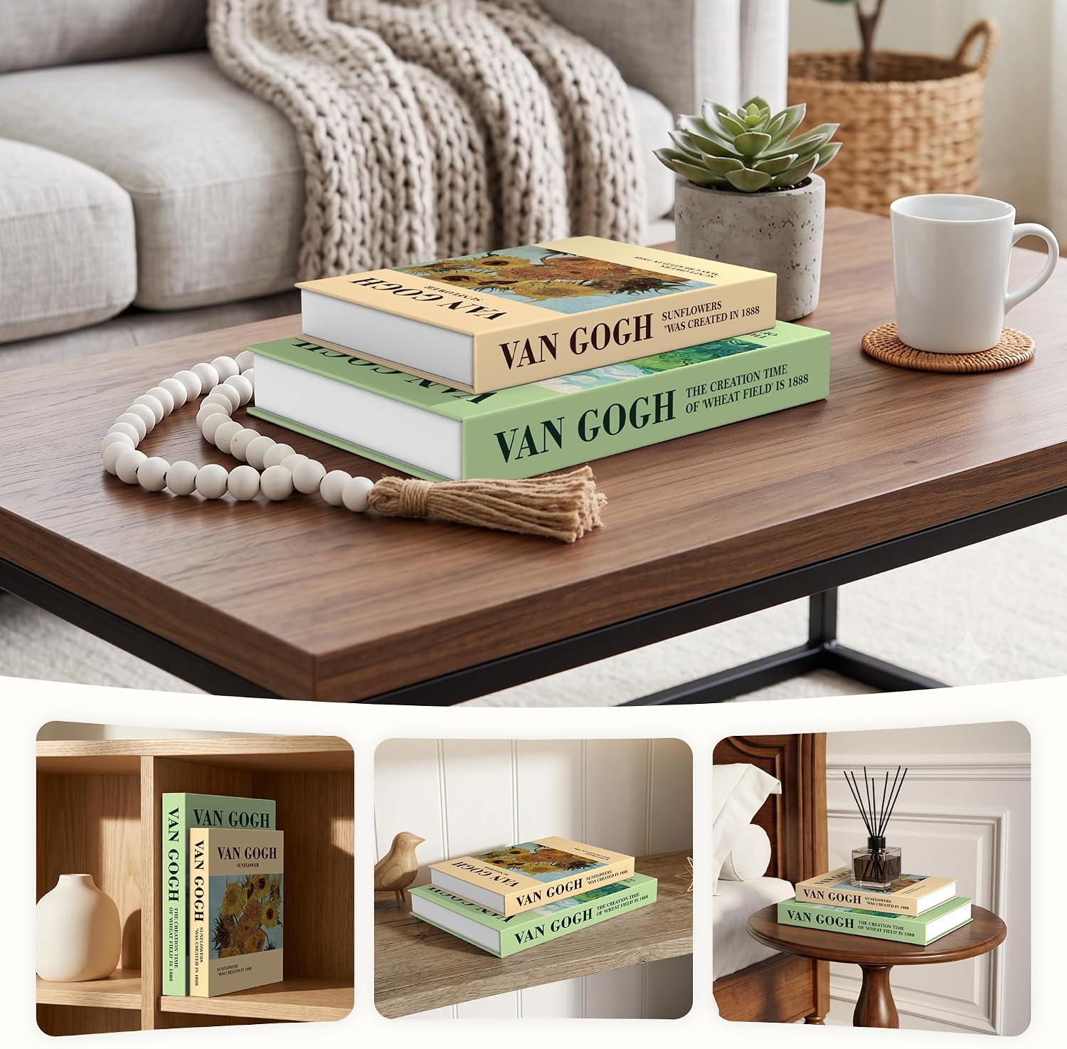 Detalle de NesveCit 2-Piece Decorative Book Boxes with Hidden Storage and Magnetic Lid