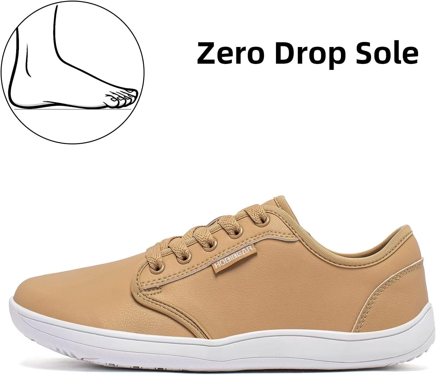 Detalle de HOBIBEAR Unisex Barfußschuhe mit breiter Zehenbox (Leder, Zero-Drop) für Outdoor, Walking & Trail
