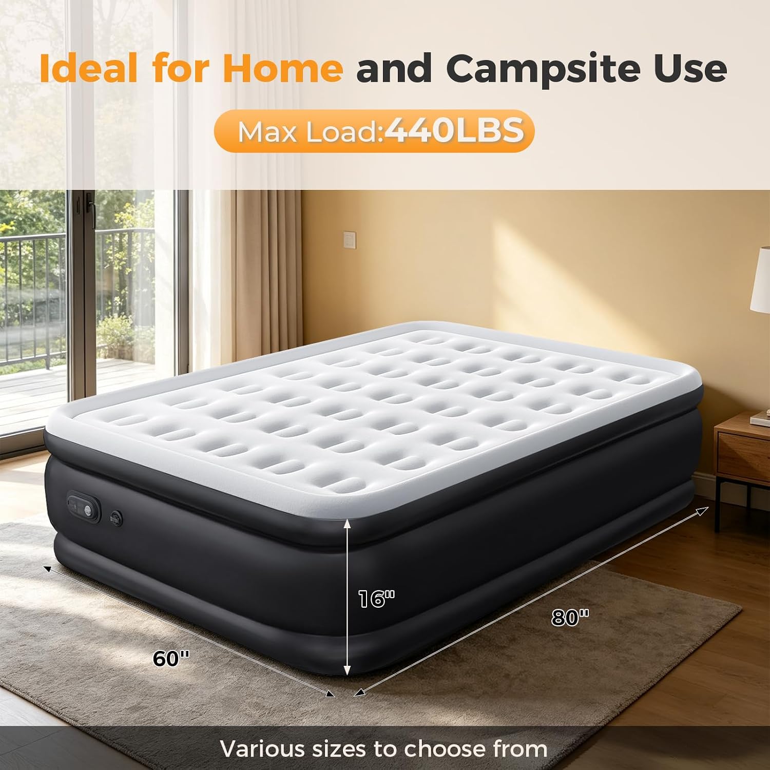 Thumbnail 1 de NEWBULIG Queen Air Mattress with Built-In Pump, 16-Inch PVC, 440-lb Capacity