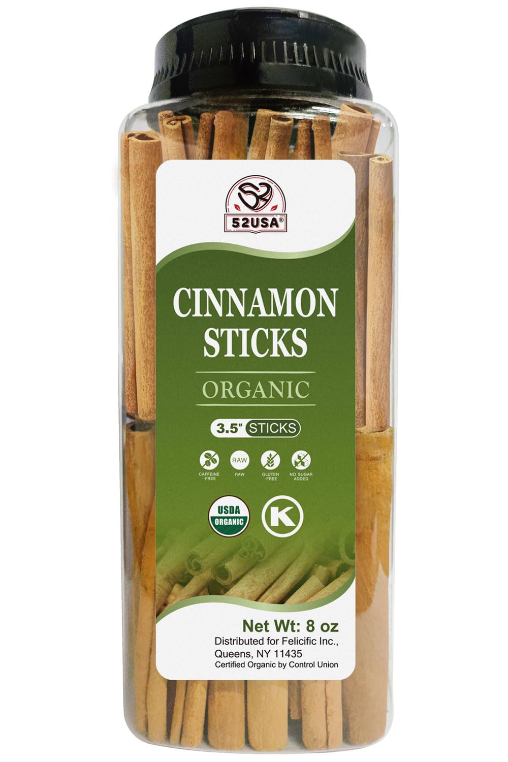 Detalle de 52USA Organic Cinnamon Sticks, Whole Cinnamon for Baking, Cooking and Drinks