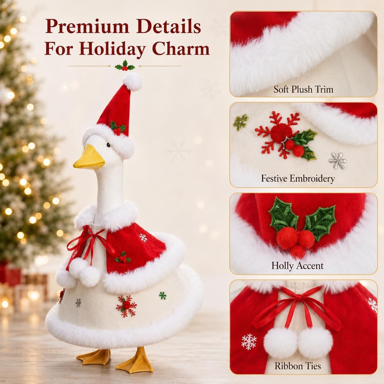 Detalle de holoith HW0013A1 Christmas Porch Goose Outfit, 3-Piece Polyester Set