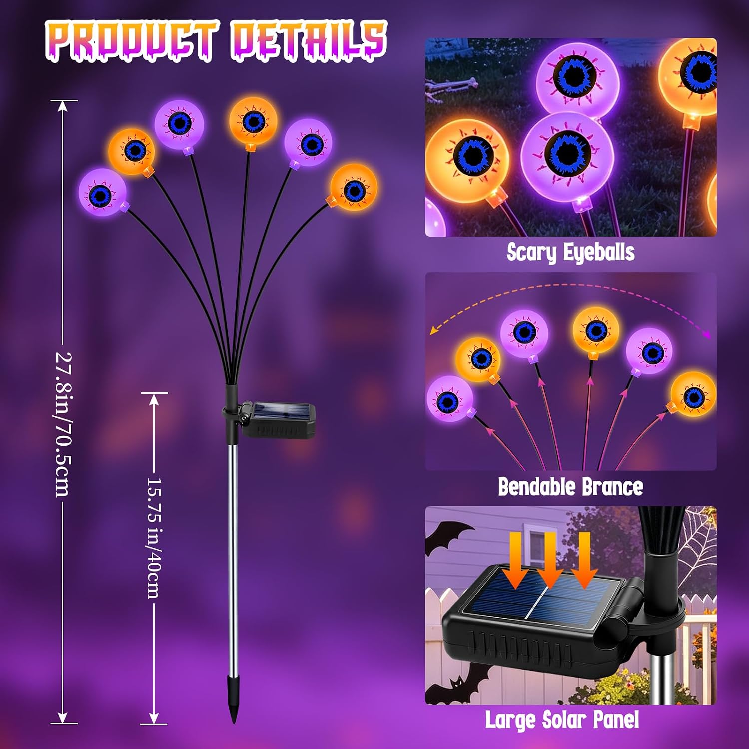 Detalle de Halloween Solar Garden Lights 4-Pack