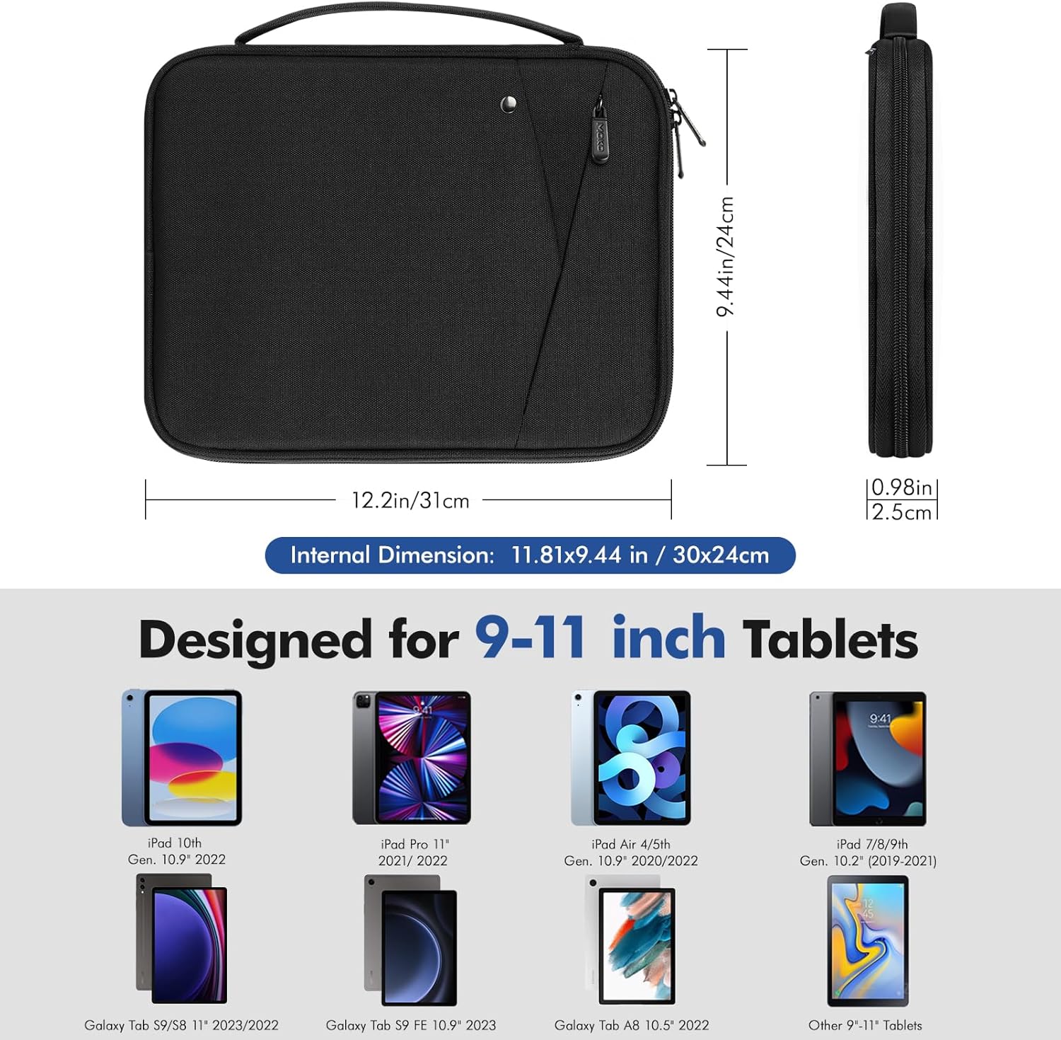 Thumbnail 1 de MoKo 9-11 Inch Tablet Sleeve Carrying Case with Handle – Padded Protection for 11" Tablets