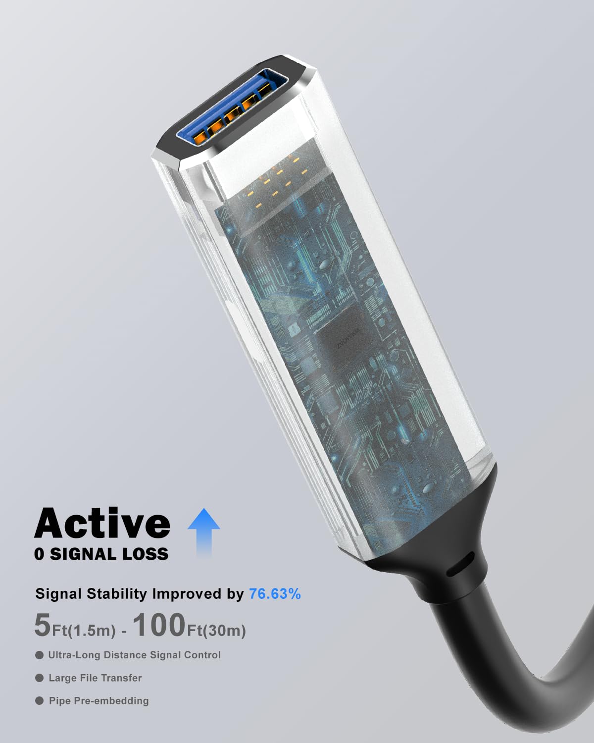 Thumbnail 4 de ZVOIYKM USB 3.0 Active Extension Cable, 15M (50FT) with Built-in Chip – 5Gbps Repeater