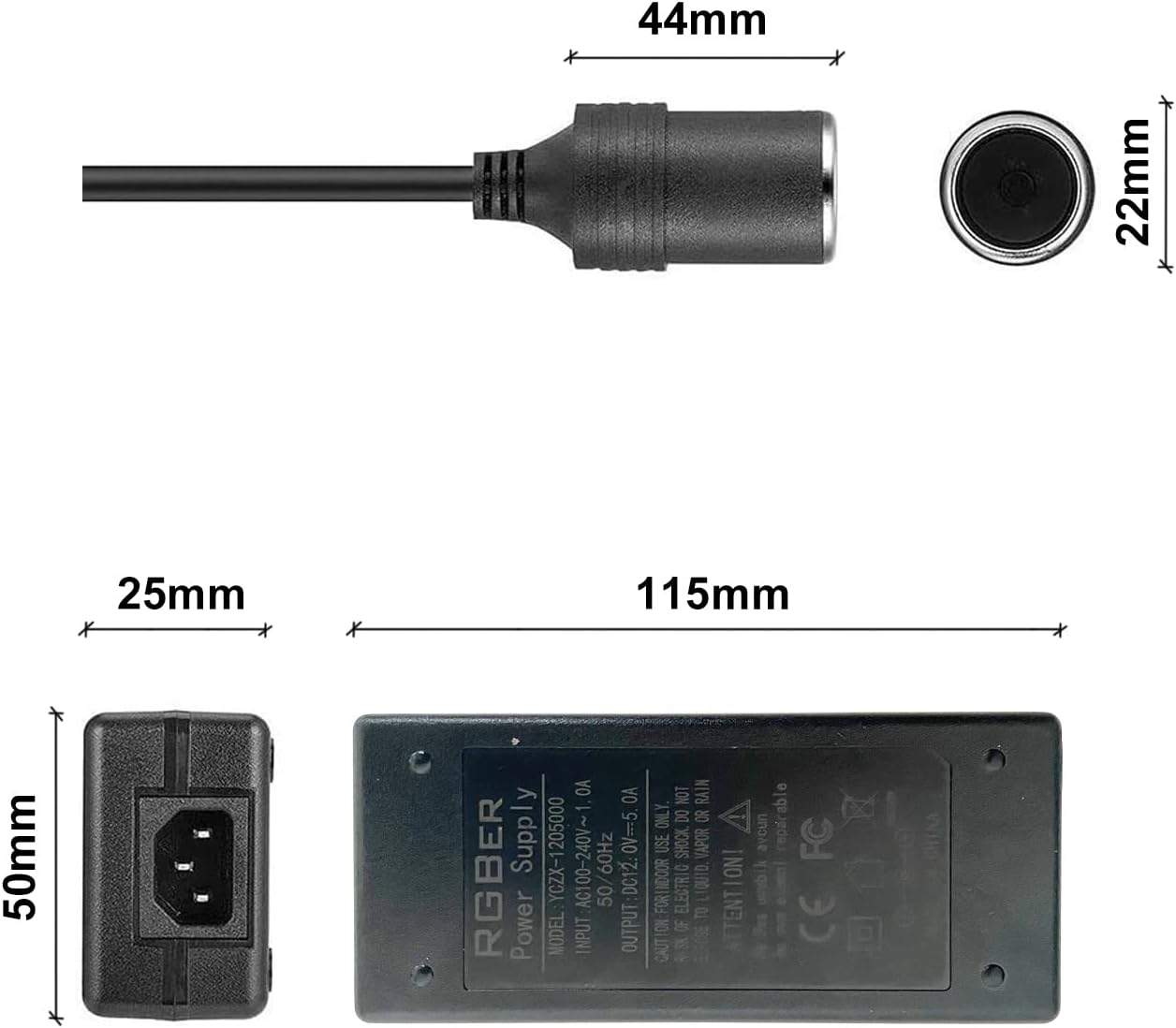 Thumbnail 5 de RGBer Adaptateur allume-cigare secteur 220V vers 12V (transformateur 220V/12V) pour glacières électriques