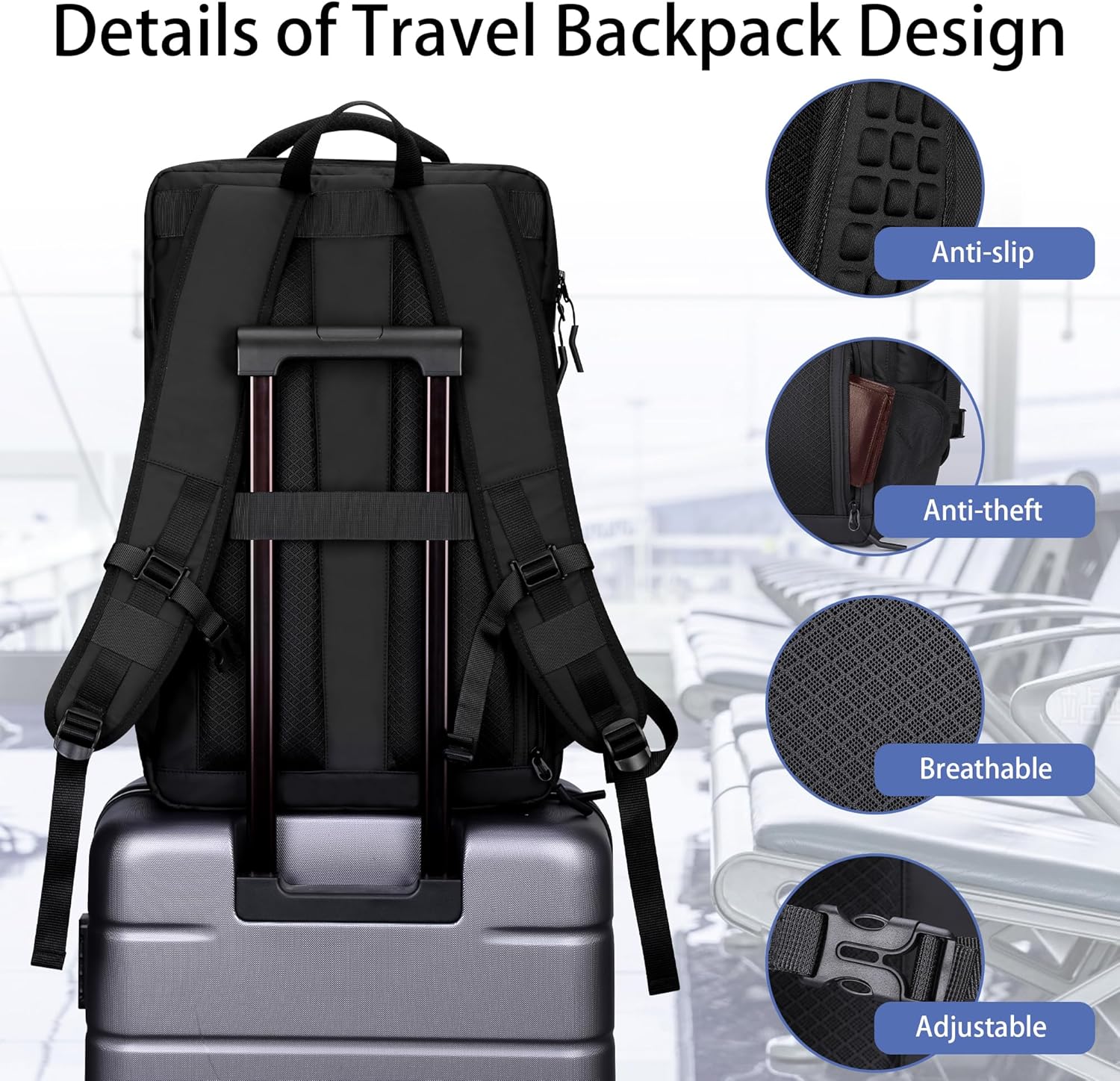 Thumbnail 4 de HOMIEE Reiserucksack 40L Großer Rucksack