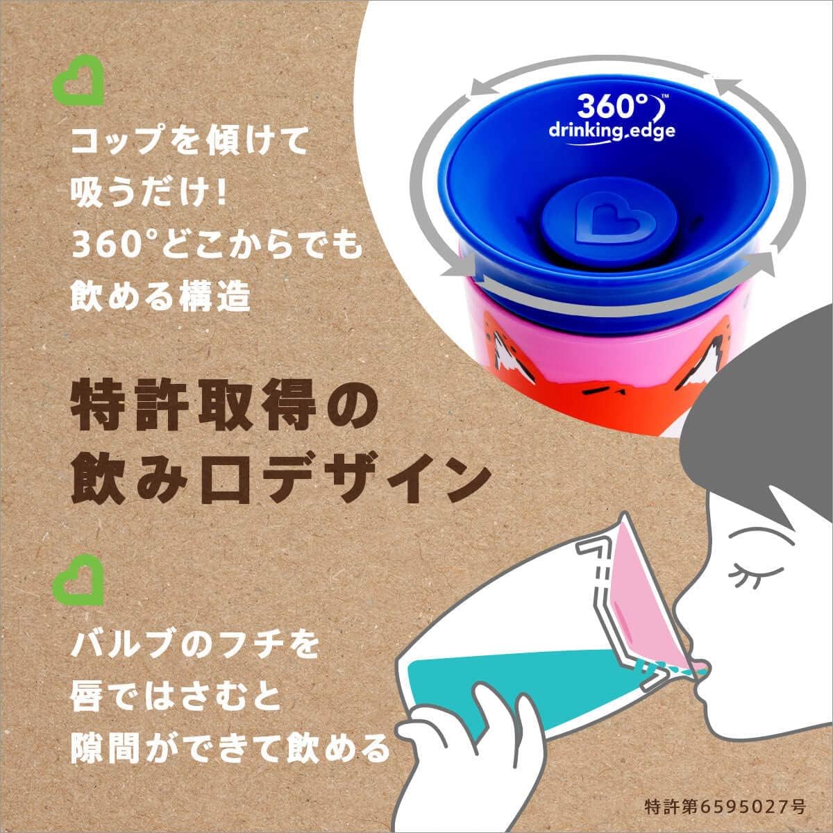 Detalle 2 de Munchkin FDMU17175P ハンドル付きミラクルカップ ワイルドラブ アフリカゾウ 177ml