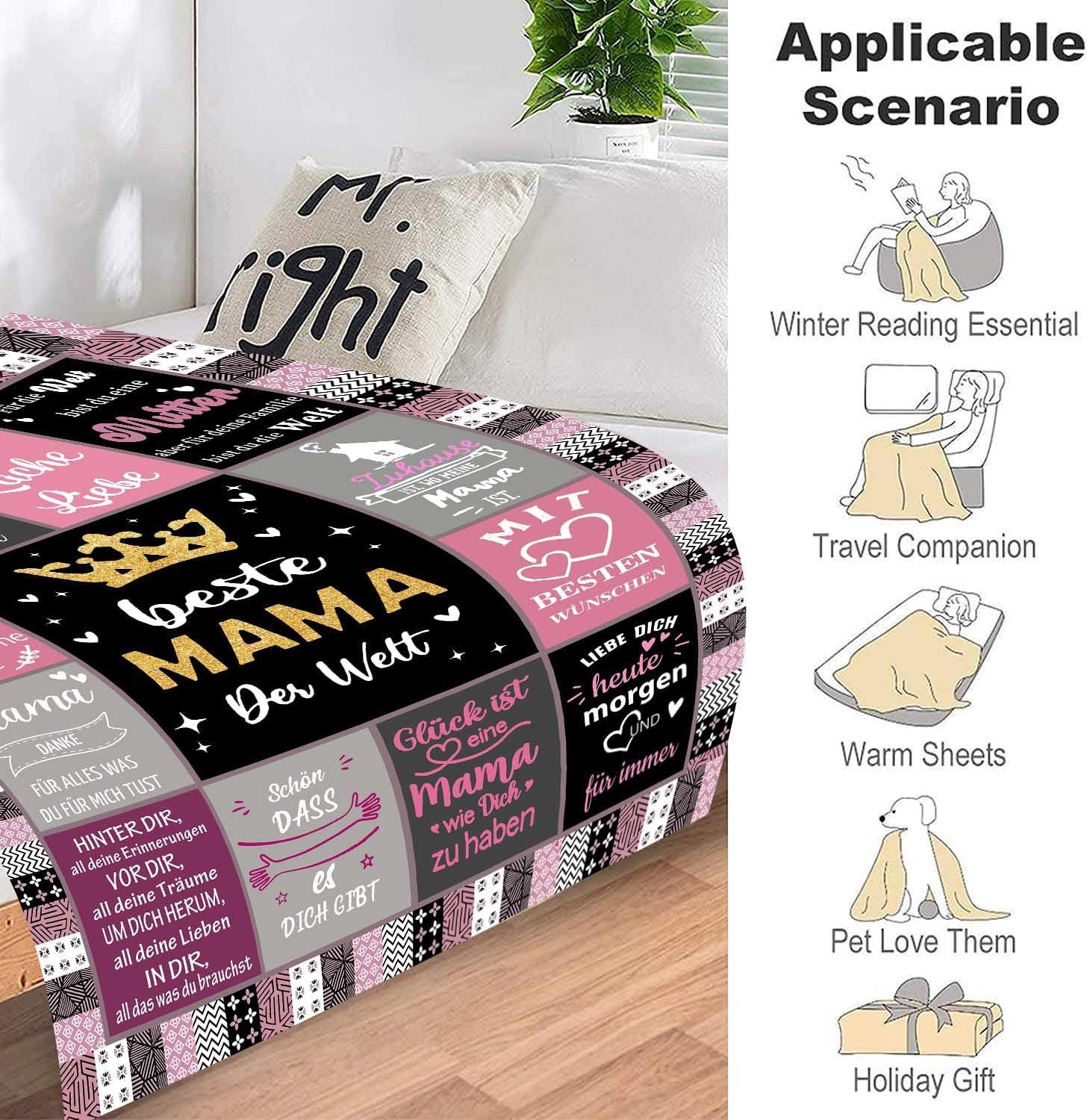 Thumbnail 6 de ZUCZUG Kuscheldecke – Personalisiertes Geschenk für Mama, super weiche Flanelldecke