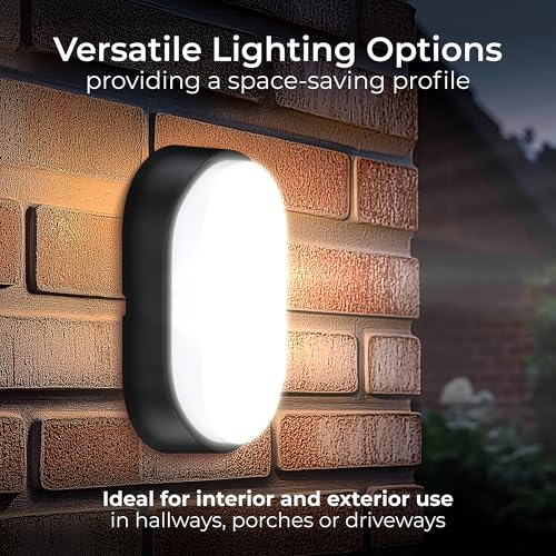Detalle de Luceco Aplique de Pared Ovaldo 10W LED para Exterior (Negro/Blanco) – IP54