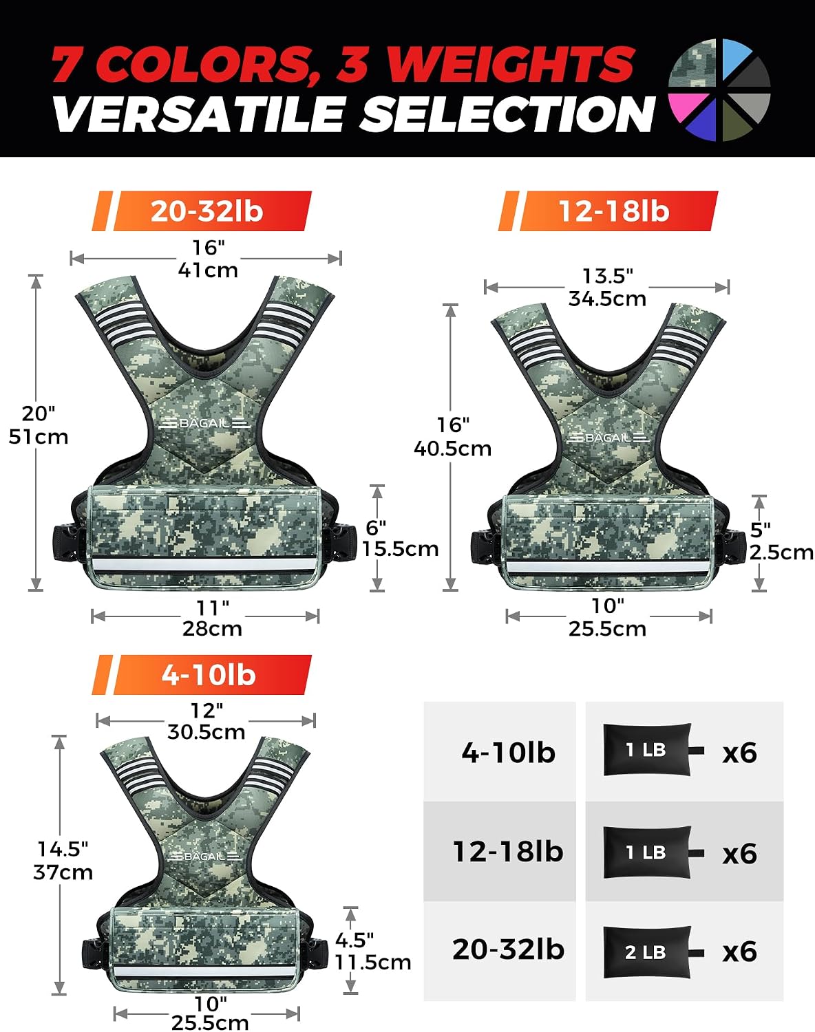 Thumbnail 6 de BAGAIL Weighted Vest 12–18 lb